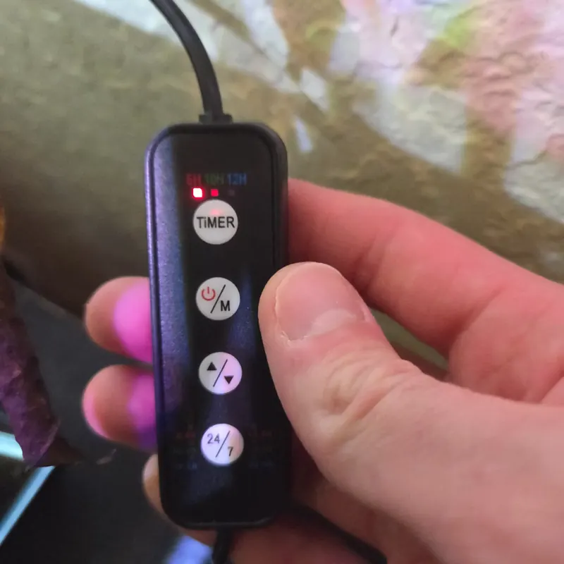 AQQA LED controller with timer buttons, in my hand