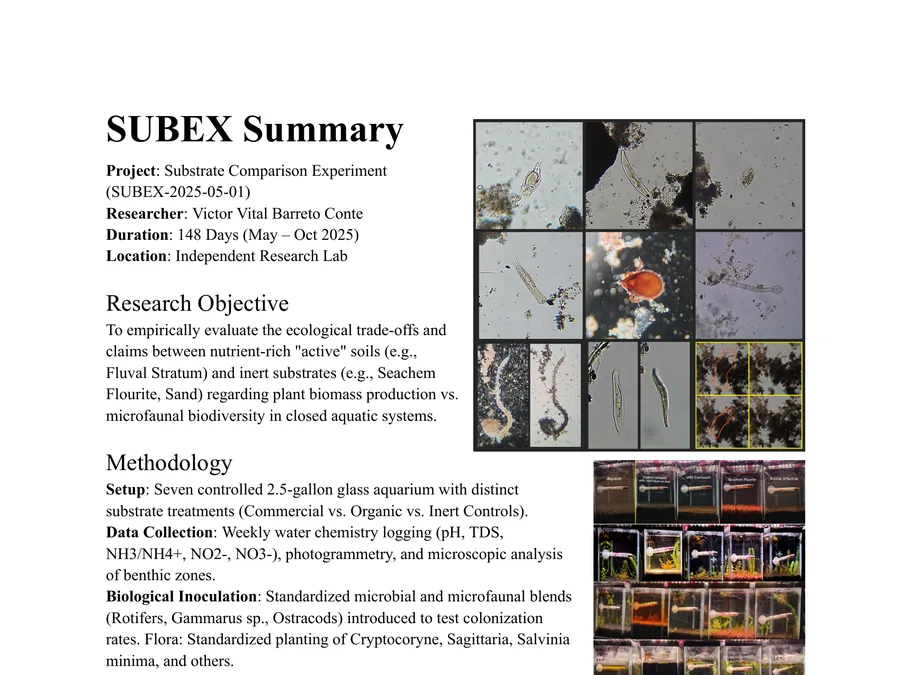 The first page of the SUBEX summary report